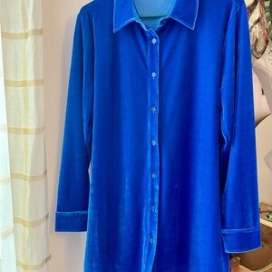 Soft Surroundings Royal Blue Velvet Shirt